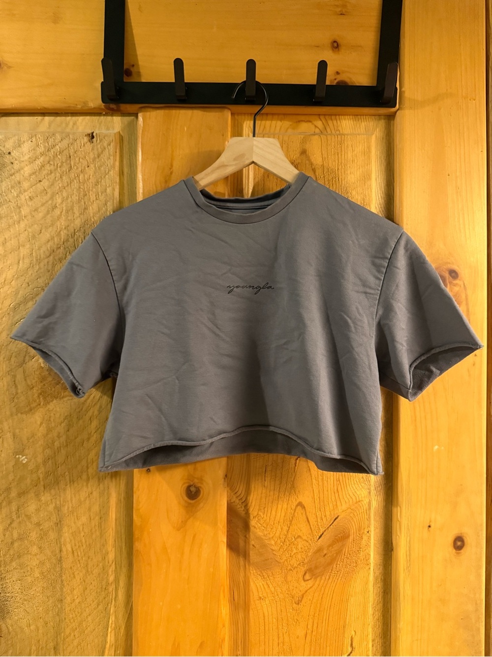 YoungLA Cropped Tee - Slate Gray